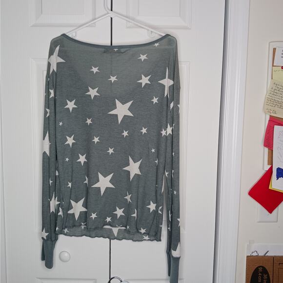 Wildfox Star Thermal Oversized Henley Top Sz Large - Picture 6 of 10
